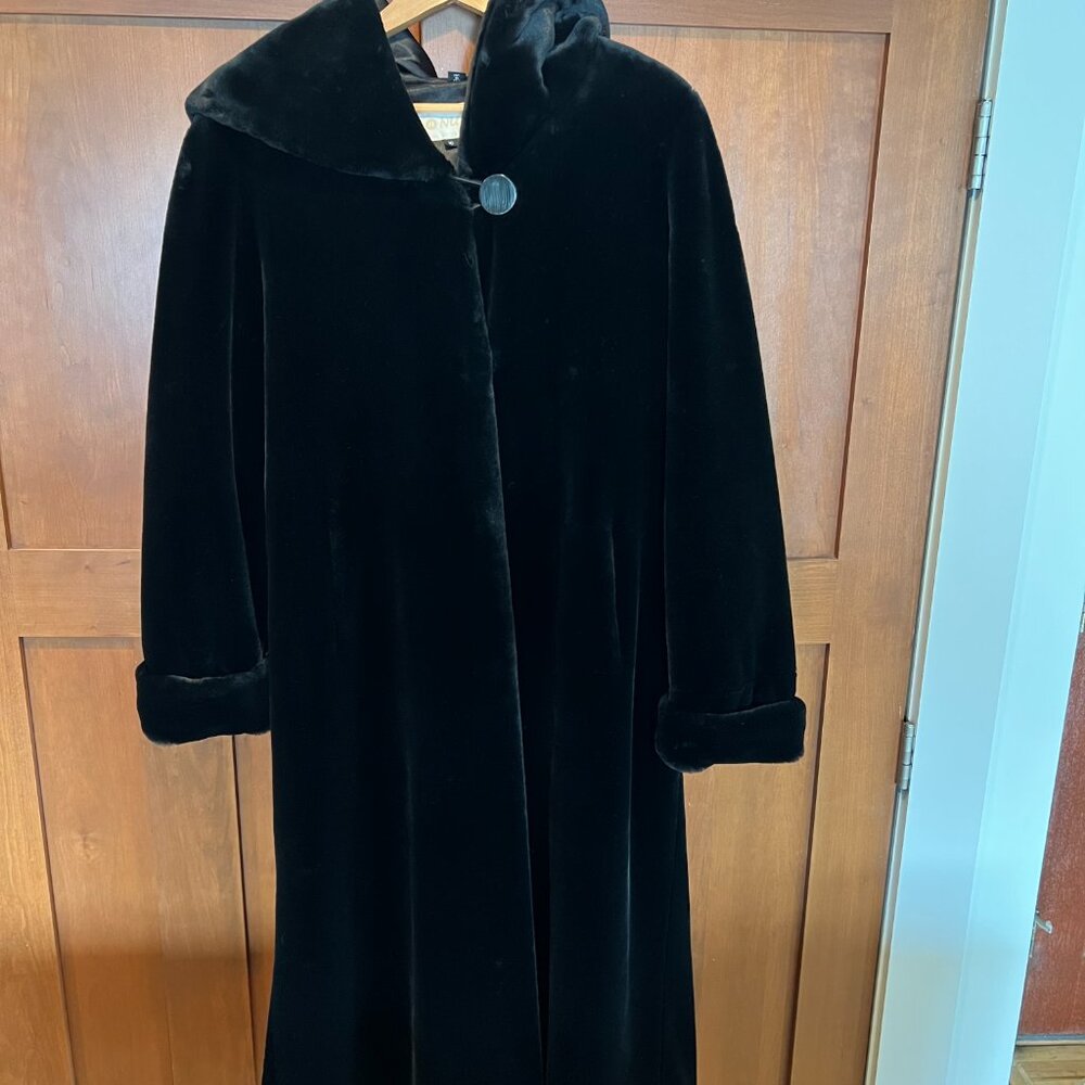 Nuage Full Length Black Faux Fur Sheared Beaver Ankle Length